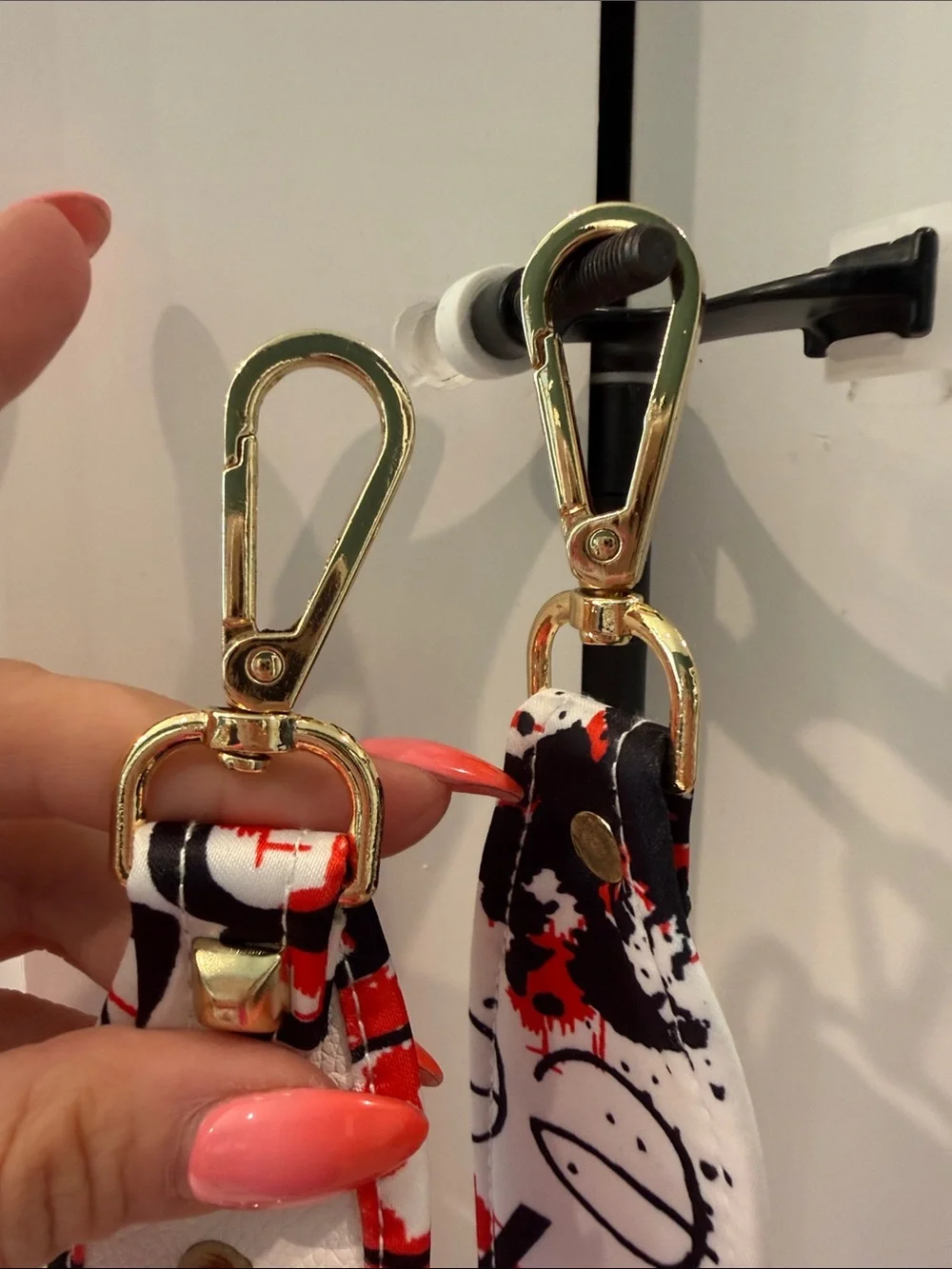 Studded White and Red Decorative Bag Strap